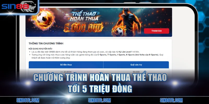 Chương trình hoàn thua thể thao tới 5 triệu đồng